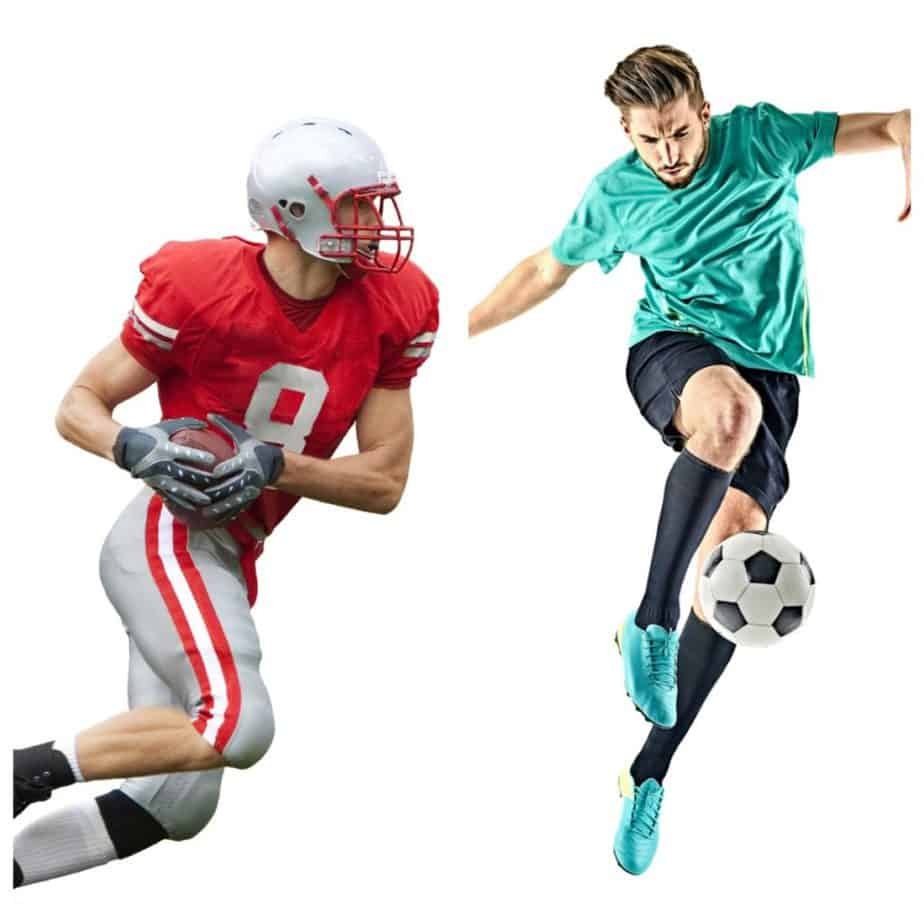 Football player (red) vs Soccer Player (green)