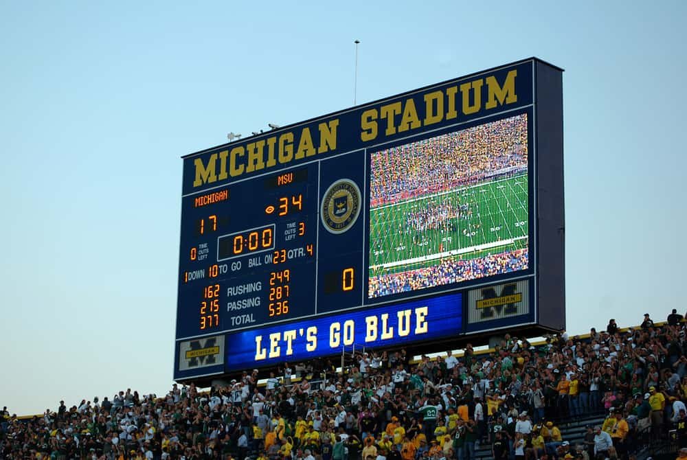 Scoreboard at the conclusion of the Michigan vs. Michigan State football game