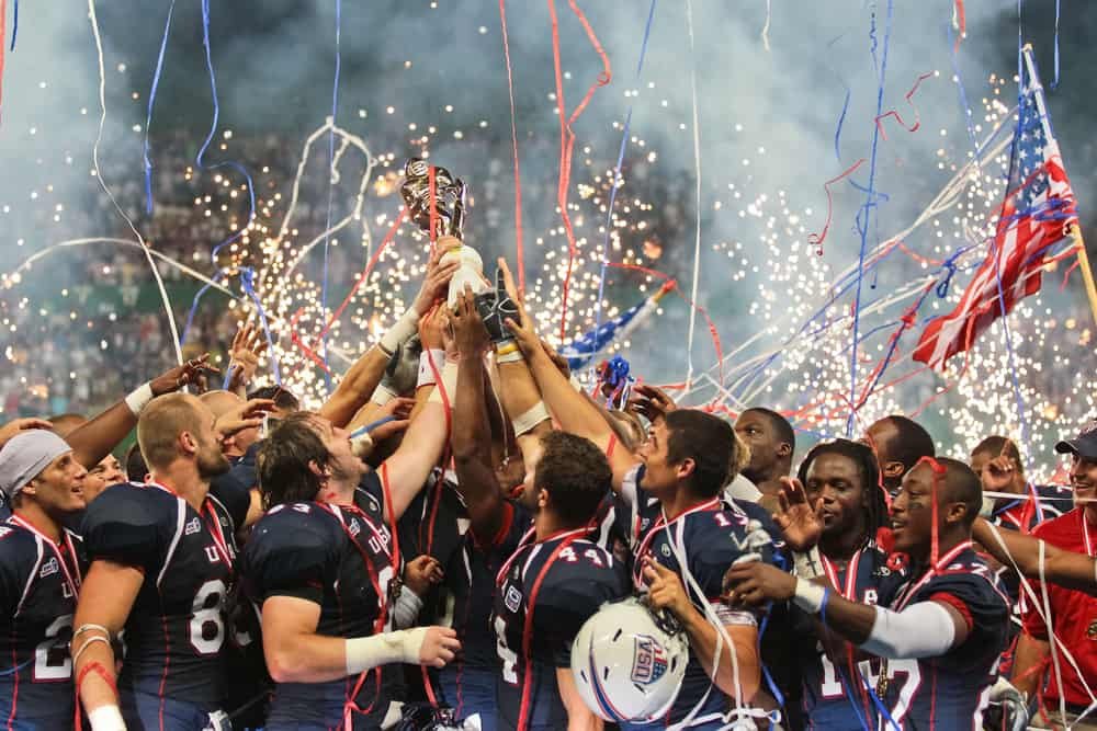 Team USA celebrates the victory at the Football World Championship
