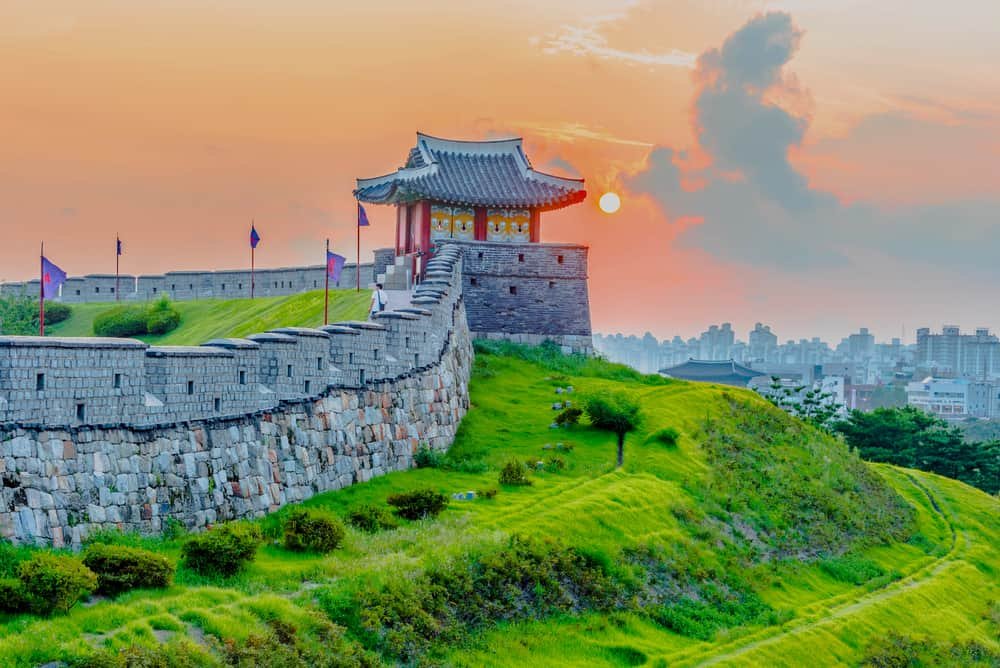 Sunset at Hwaseong Fortress. Seoul, South Korea